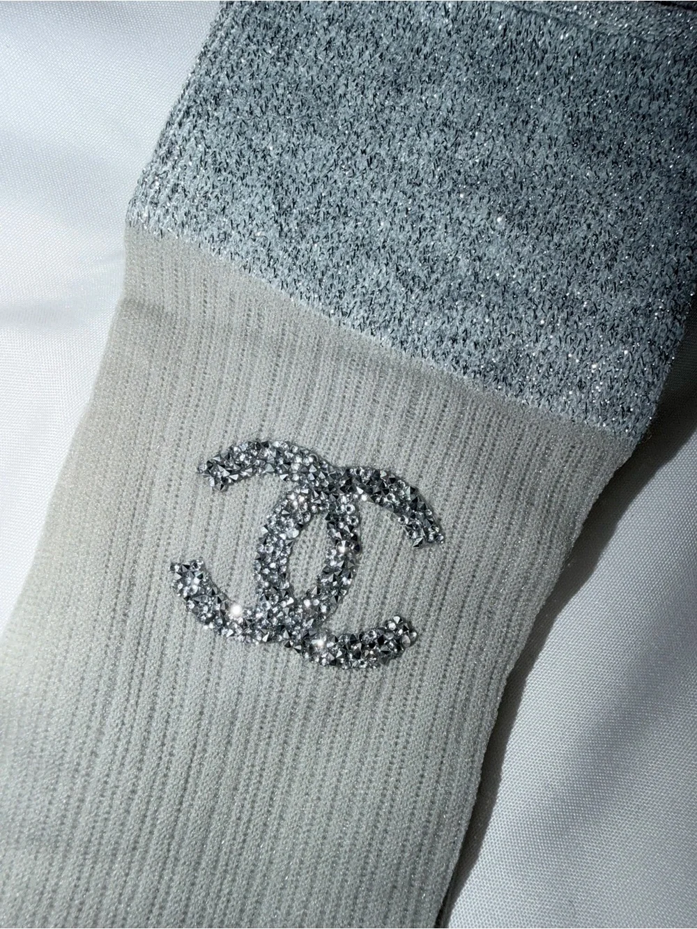 Luxury Gray Logo Crew Socks
